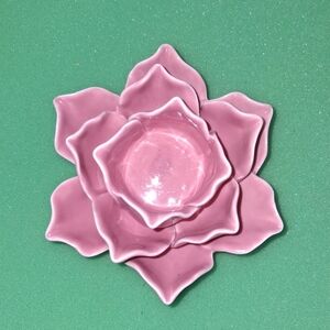 Pink Ceramic Lotus Tealight Dish